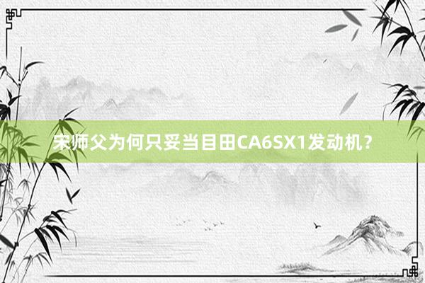 宋师父为何只妥当目田CA6SX1发动机？