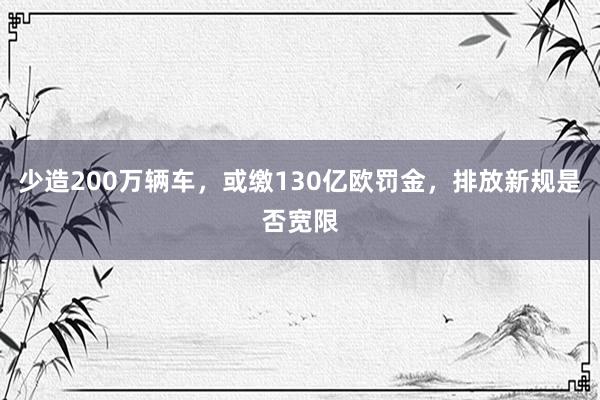 少造200万辆车，或缴130亿欧罚金，排放新规是否宽限