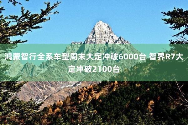 鸿蒙智行全系车型周末大定冲破6000台 智界R7大定冲破2100台