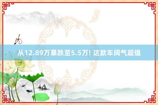 从12.89万暴跌至5.5万! 这款车阔气超值